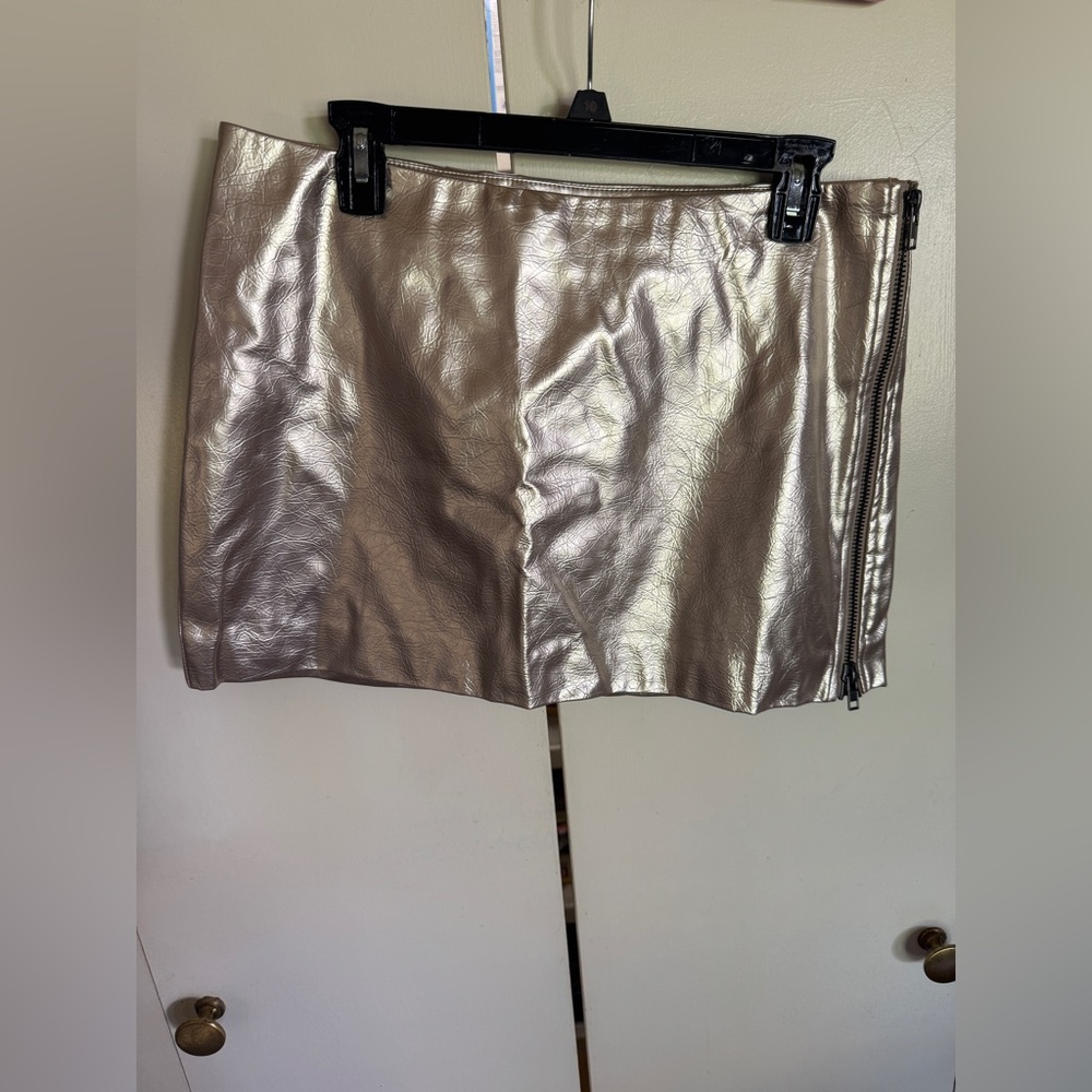 Gold Vegan Leather Mini Skirt